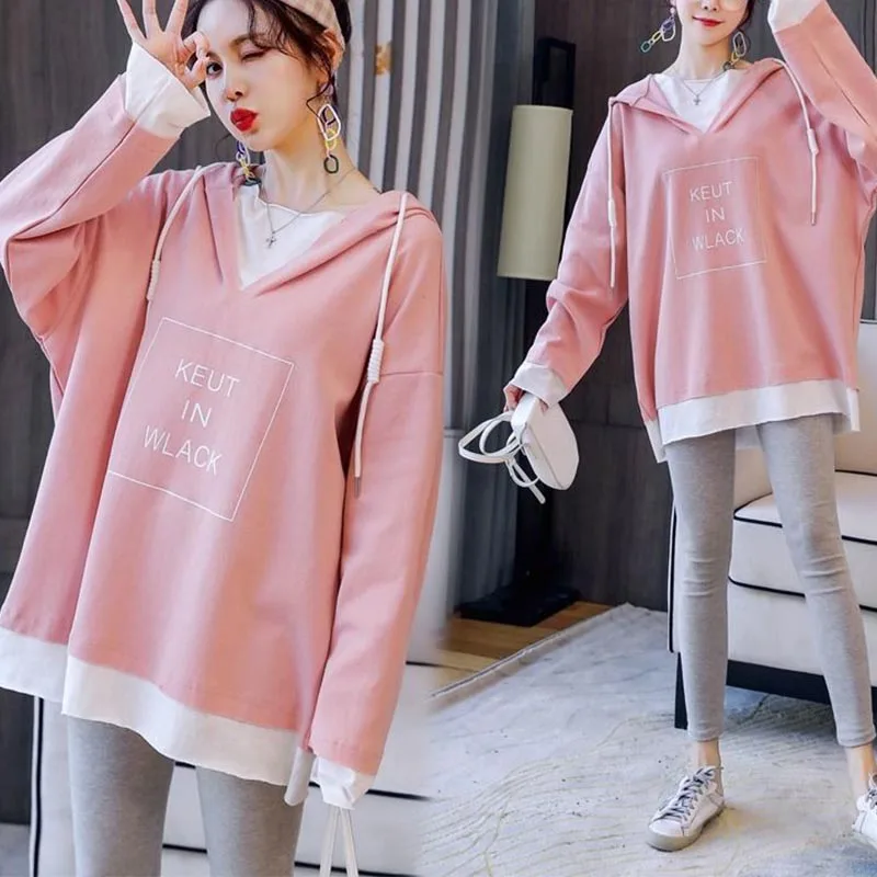 

Maternity Spring and Autumn Cotton Fashion Hoodies Casual Sports Oversize Loose Sweatshirts for Pregnant Women Pregnancy Tops