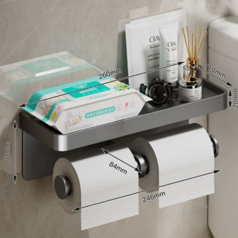 Soporte de Pared para Papel Higiénico de Aleación de Aluminio, Portarrollos de Papel Duradero, Accesorio de Baño