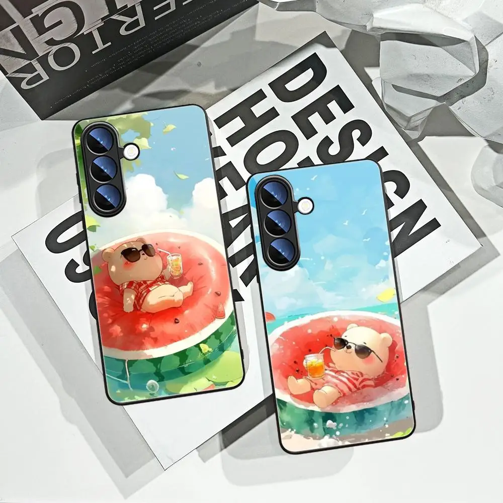 Summer Cool Watermelon Cat Phone Case For Samsung Galaxy S26 Ultra S25 FE S24 S23 S22 Plus S21 Note20 Tempered Glass Covers