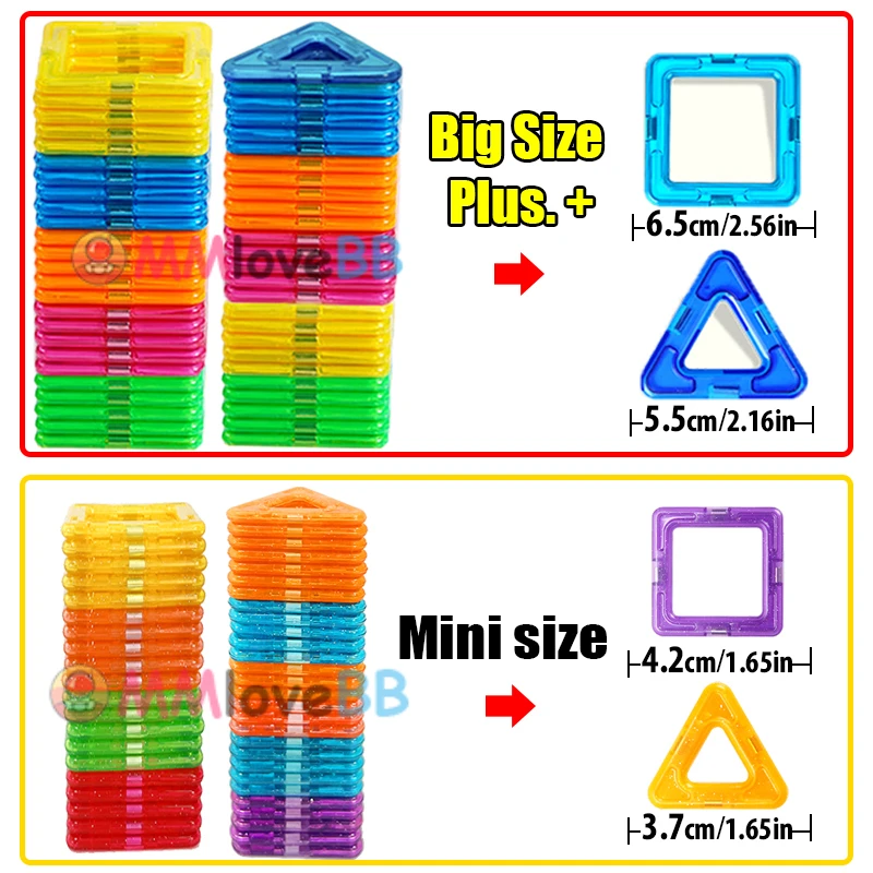 Bloques de construcción magnéticos para niños, juguete de diseño de gran tamaño y tamaño Mini, DIY, 2024