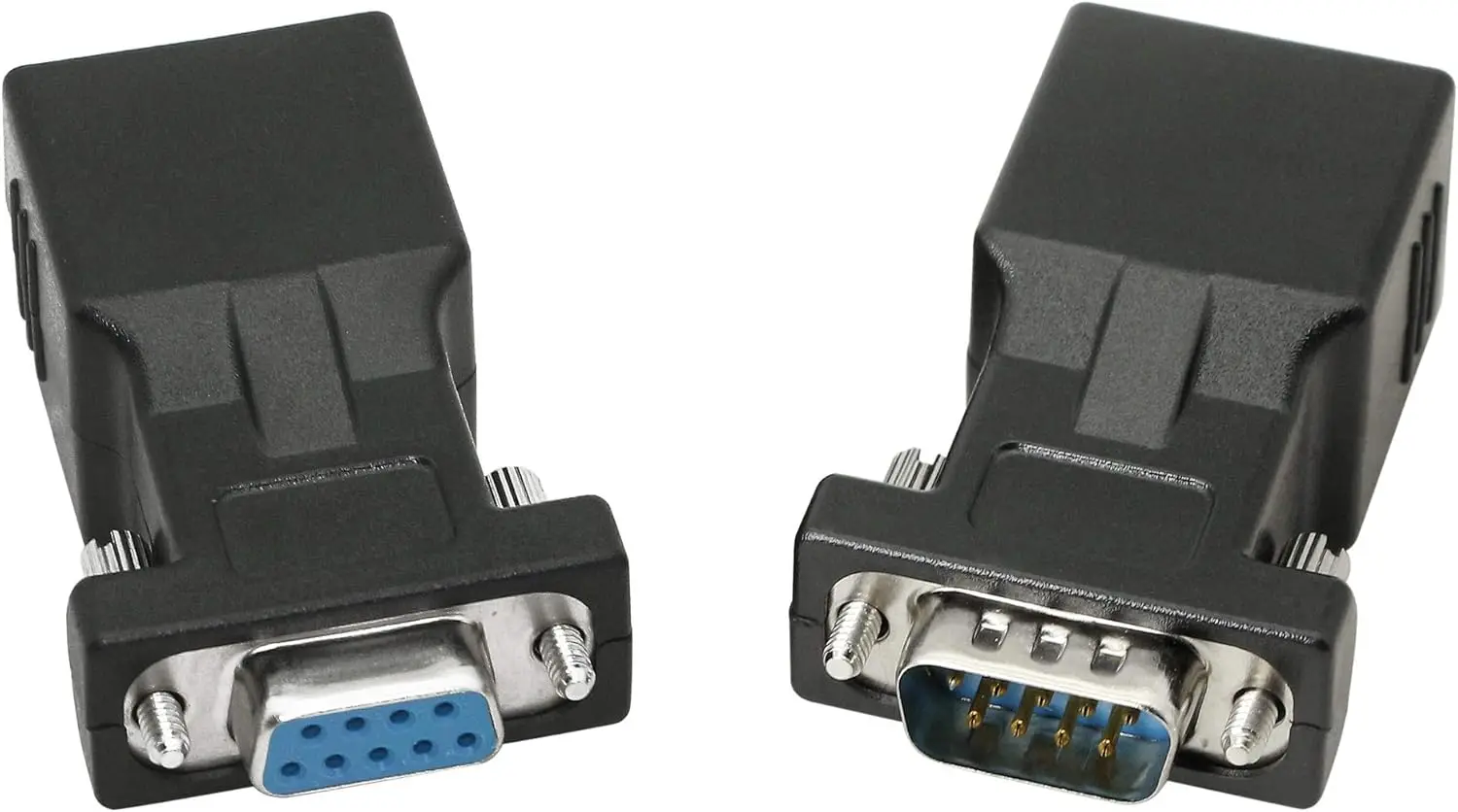 DB9 RS232 to RJ45 Extender, DB9 9-Pin Serial Port Female&Male to RJ45 CAT5 CAT6 Ethernet LAN Extend Adapter Cable-2pcs (2-Adapte