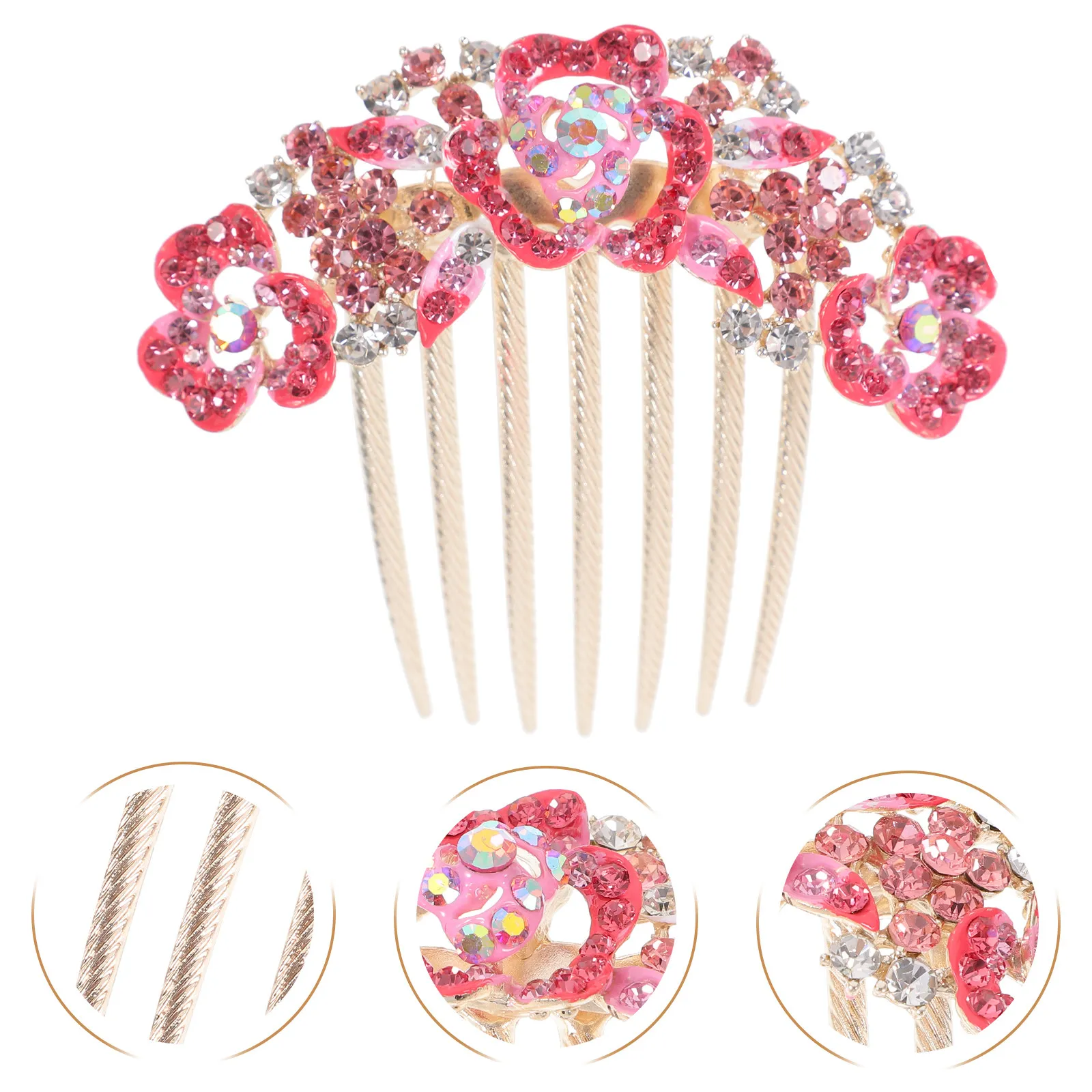 

Стильная расческа для волос со стразами для женщин, с цветочным дизайном, элегантный вид, надежная фиксация, отлично подходит для свадебных мероприятий, идея для подарка