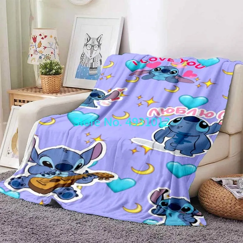 

Cute Cartoon Lilo and Stitch Blanket 70x100cm Soft 3D Flannel Lamb Sherpa Blankets Baby Kids Gift Throw Sofa Bedroom