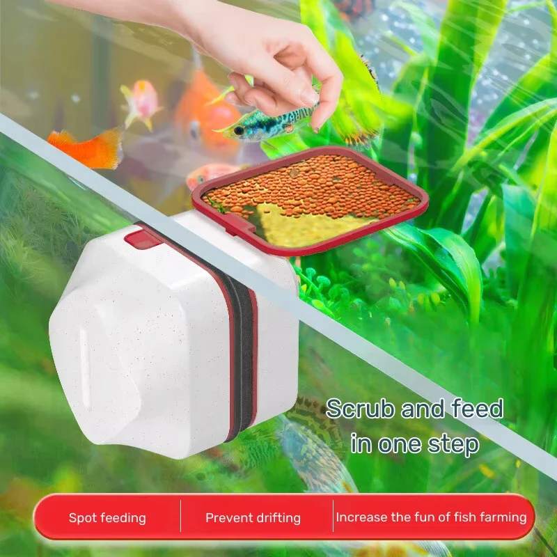 

Feeding/cleaning 2 In 1 Aquarium Accessories Strong Magnetic Double-Sided Clean Brush Fish Tank Cleaning Tools Feeding Circle