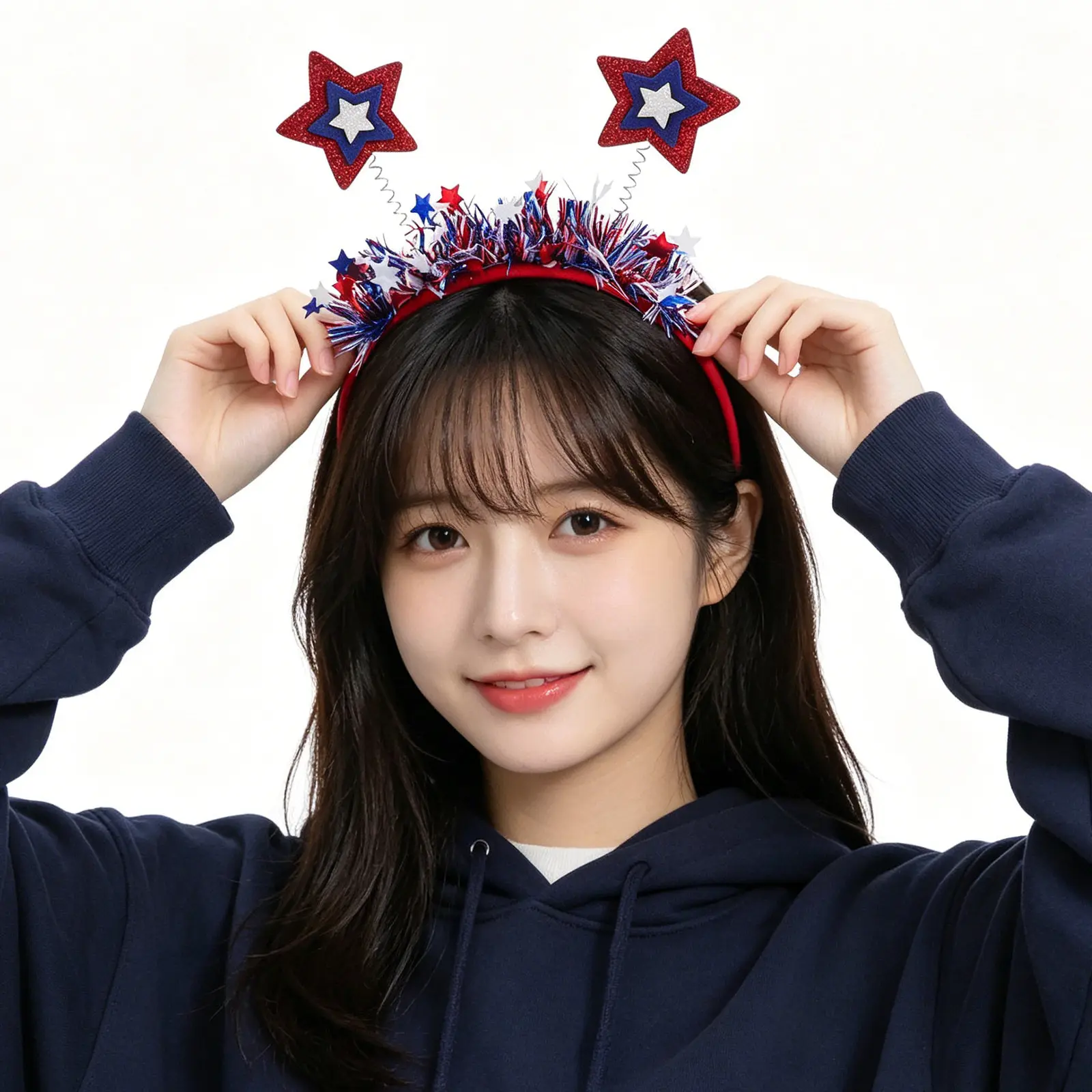 

Usa Independence Day Headband Pack Elastic Stretchable Patriotic Hair Band for Parade Bbq Party Night Celebration