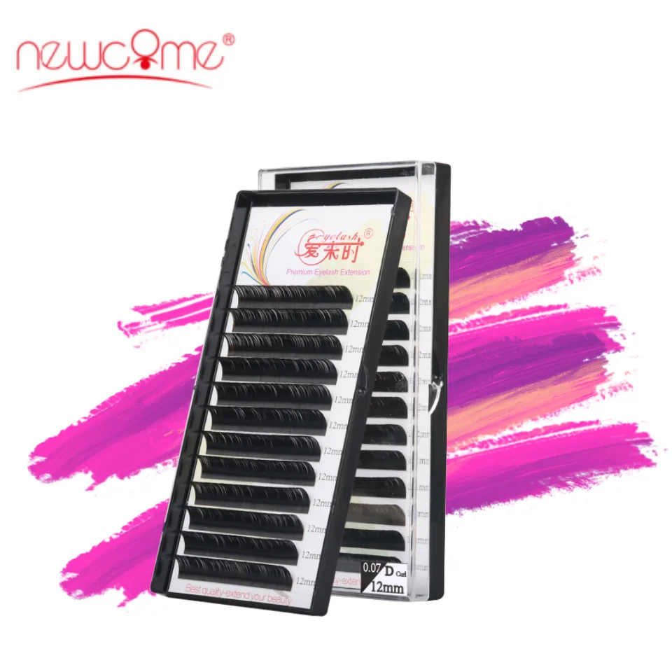 

NEWCOME 12 Rows Eyelash Extensions Natural B/C/D Curl Classic Matte Black Soft Fake Eyelashes