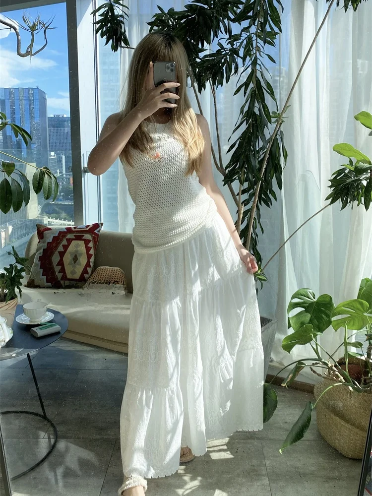 سوزان عالية الخصر ألف خط تنورة الدانتيل والتطريز الأبيض الصيف جديد Sle المرأة Faion تنوعا القطن الوقوف صالح ميدي...