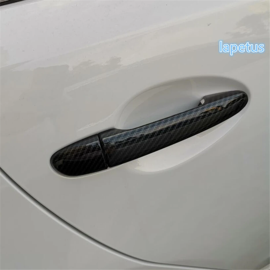 ABS Chrome Carbon Fiber Outside Door Pull Knob Handle Cap Decoration Frame Cover Trim For Mazda 6 2019 - 2024 Car Accessories