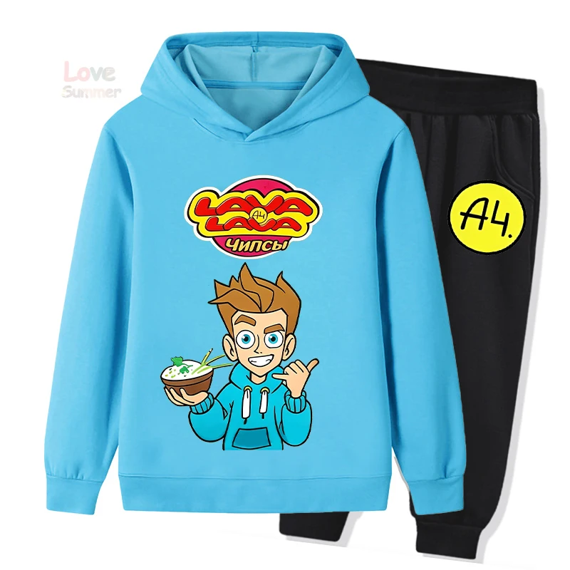 2026 Autumn Kid boys Girls Clothes Set Merch A4 Printed Hoodie Pullover Top and Pants 2 Pieces Suit Children Sweet Tracksuits