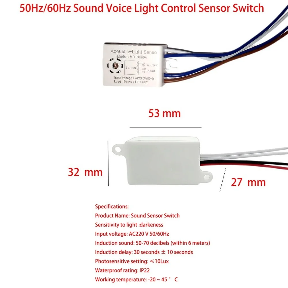 Aswesaw 220V Module Detector Auto On Off Intelligent Sound Voice Sensor Light Switch Use In Corridor Bath Warehouse Stair
