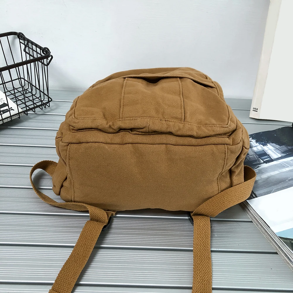 Ladies Backpack Harajuku Women Simple College Student Bag Solid Color Vintage Large Capacity Casual Fashion Schoolbag