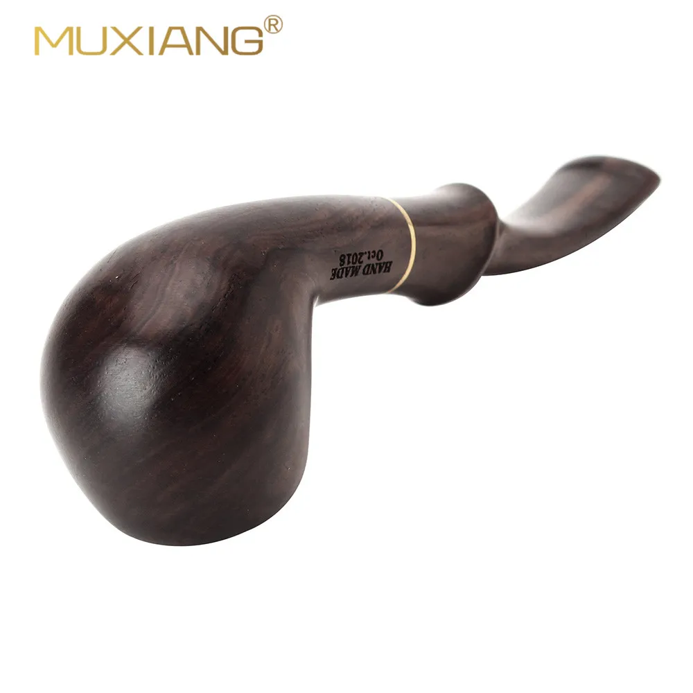 MUXIANG Ebony Wood Curved Angled Saddle Pipe Mouthpiece Fits 9mm Filter Replacement Accessory For Daily Tobacco Pipe Use view 3