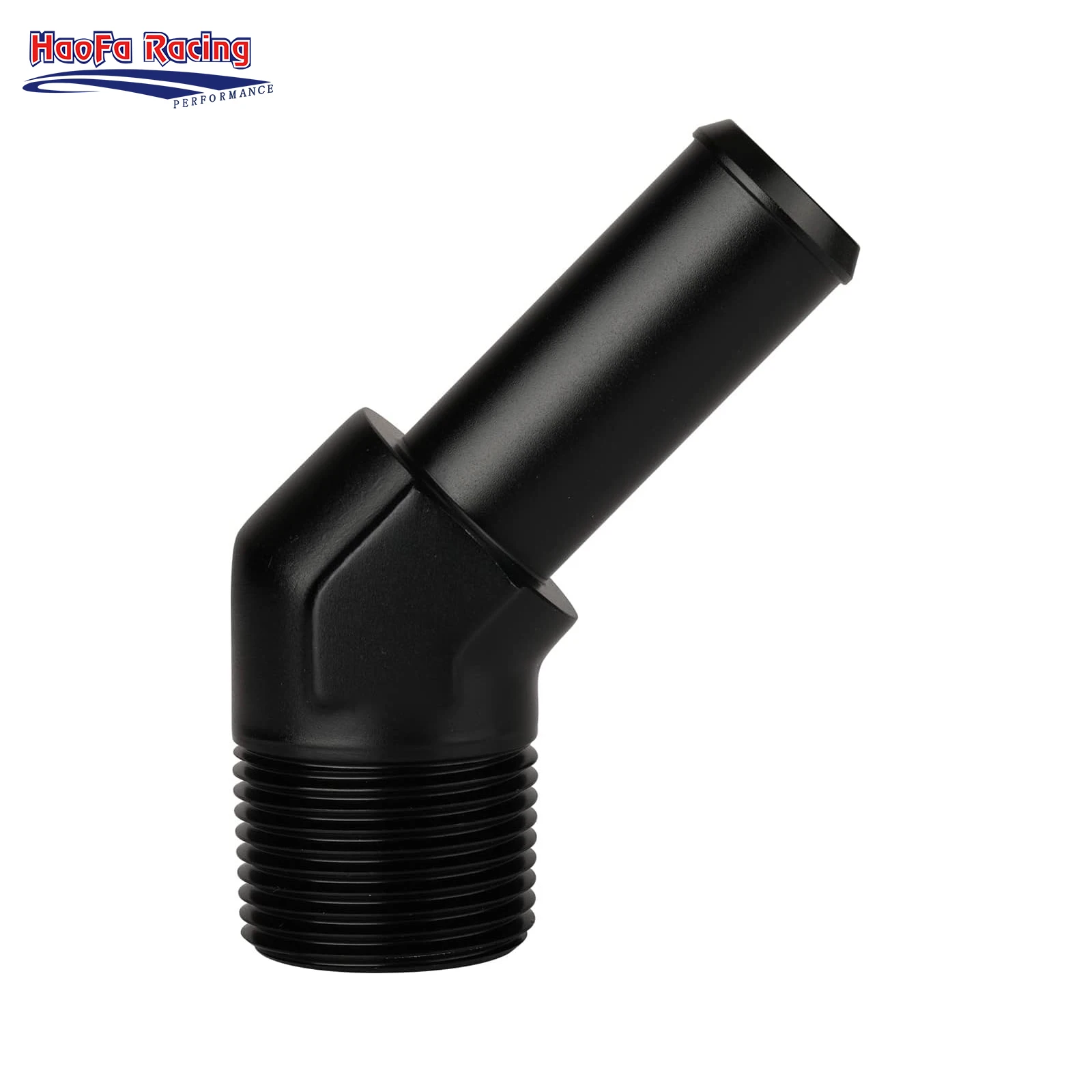 

Male 3/4" NPT Male to 3/4" Barb Fuel Hose Fitting Adapter 45Degree Aluminum Swivel Hose End Black