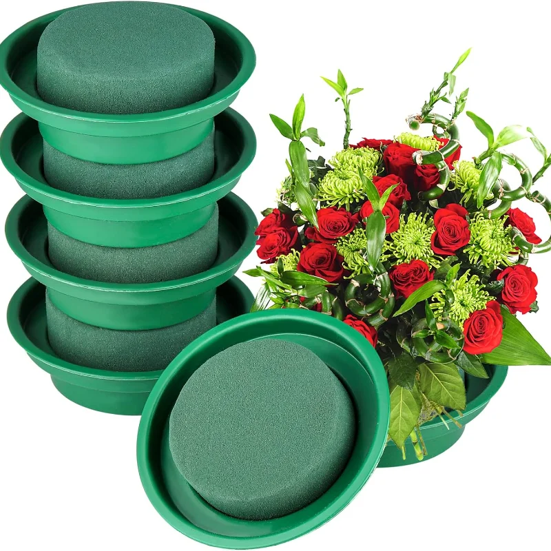 6/12PCS Rotondo Floreale Schiuma Mattone Verde Schiuma Floreale Secco Blocchi di Schiuma Floreale Fiore Artificiale Fango Kit Disposizione Fiore FAI DA TE