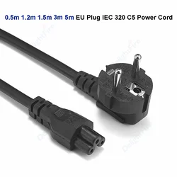 0.5/1.2/1.5/3/5M C5 Power Extension Cord EU Power Cable 220V Power Supply Cable For HP Sony ASUS Lenovo Samsung Notebook