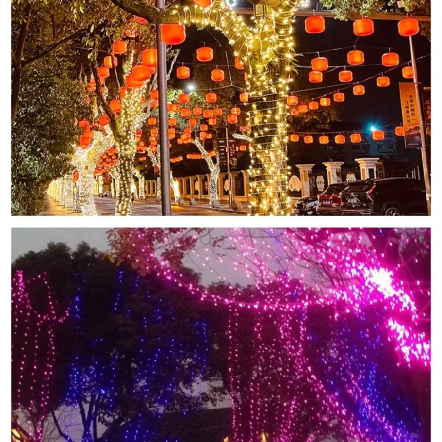 LED سلسلة أضواء الشمسية 8 طرق 300LED تعمل بالطاقة الشمسية أضواء عيد الميلاد في الهواء الطلق 32 متر أطول مقاوم للماء أضواء عيد الميلاد الجنية المرصعة بالنجوم