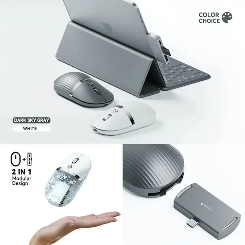 ProtoArc Laptop Accessories Desktop Computer Silent Ultra Light Quiet 2 in 1 Hub Mouse 2 4G Wireless Mouse for Home Office