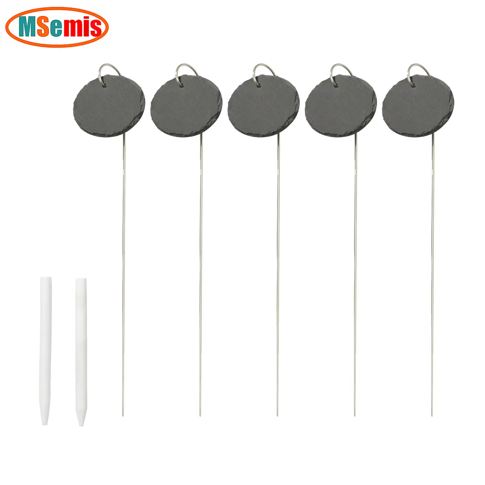 

Plant Labels Reusable Natural Slate Planter Tags with Metal Stakes And Stone Chalks for Flower Vegetable Plant Pot Garden Signs