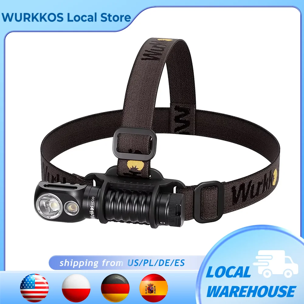 Wurkkos HD20 Stirnlampe, wiederaufladbar, 21700-Scheinwerfer, 2000 lm, Dual-LED, LH351D, XPL, USB-C, umgekehrte Aufladung, magnetisches Rücklicht, Campinglicht