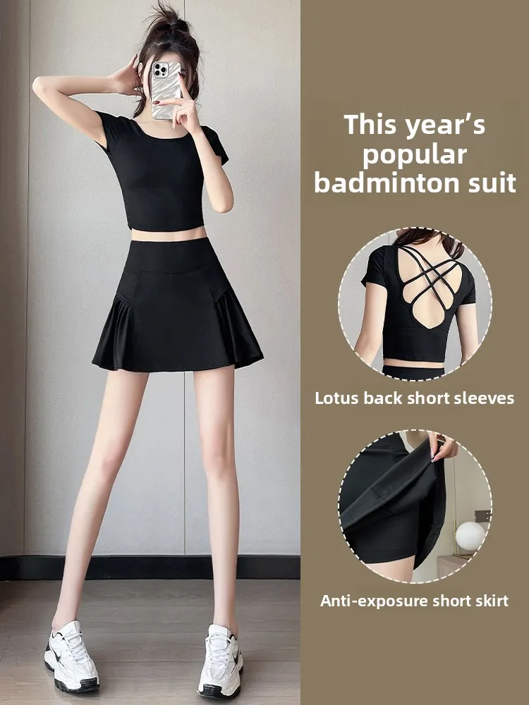 

Спортивный комплект для бадминтона, женская летняя теннисная юбка, одежда для бега, фитнеса, утренний бег, модная йога, красивая Ba ort Sve