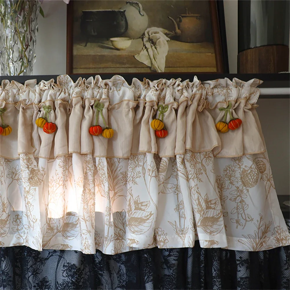 Retro French Punch-Free Door Curtain Home Decoration Antique Bedroom Partition Cabinet Curtain Balcony Printed Half Curtain