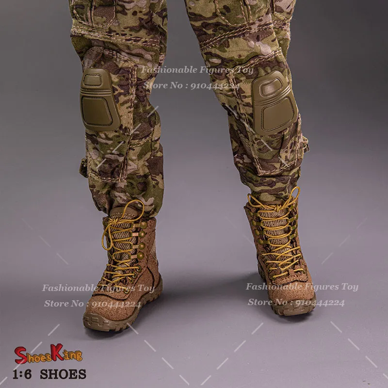 SK012 1/6 Męskie Buty Żołnierskie Ręcznie Robione Pustynne Wojskowe Buty Bojowe Piaskowe Sznurowane Ażurowe Buty Pasują na 12-calową Figurkę Model