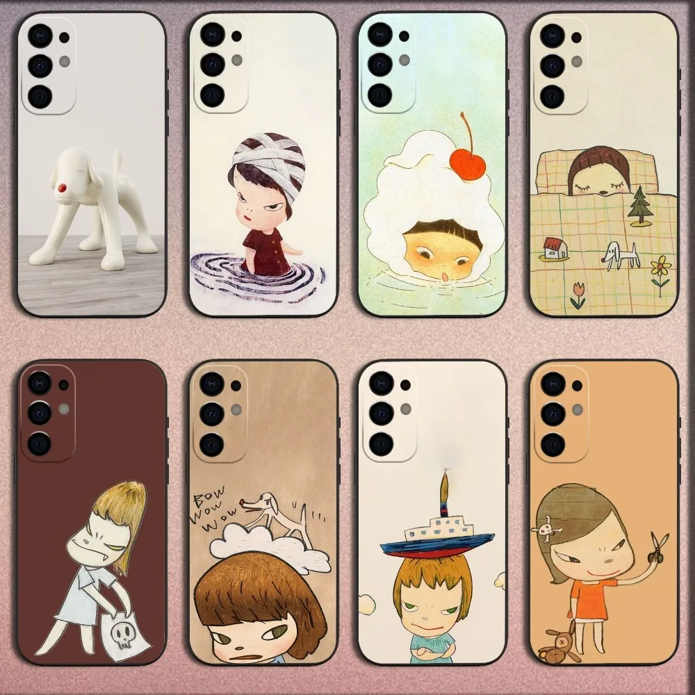 Art Y-Yoshitomo Nara Phone Case For Samsung S25,S24,S21,S22,S23,S30,Ultra,S20,Plus,Fe,Lite,Note,10,9,5G Black Soft Cover