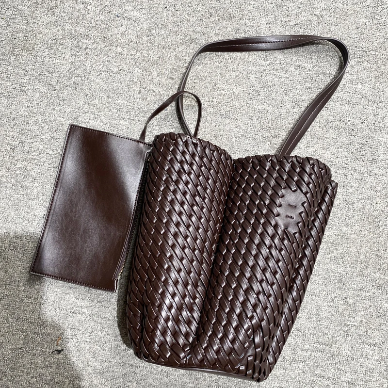 

Hand Woven Bucket Bags For Women Luxury Designer Handbag Purses 2025 New In PU Vintage With Inner Pocket Small Underarm Shoulder