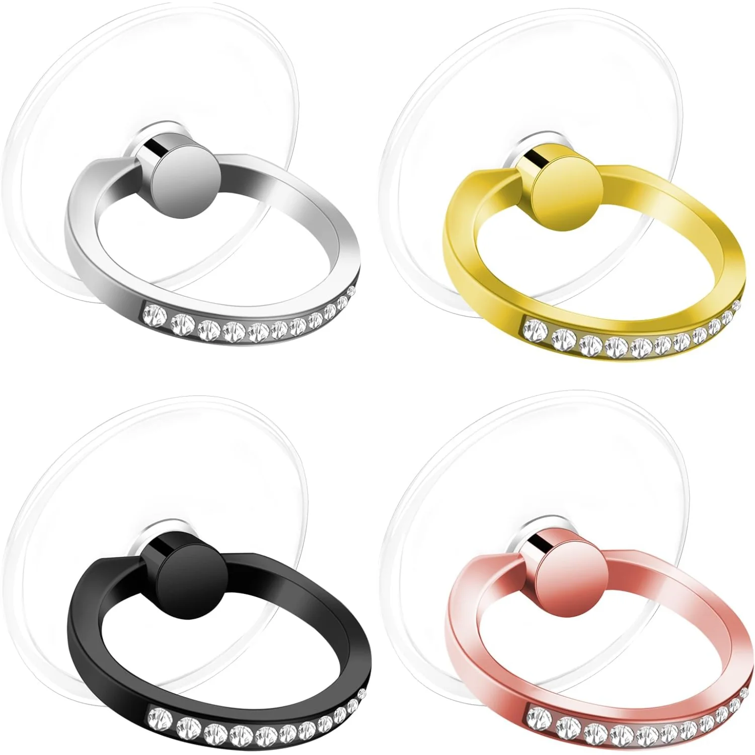 

4 Pcs Cell Phone Ring Holder Stand Transparent Finger Clear Phone Ring Clear ° Kickstand Phone Rings for Back of Phone Com