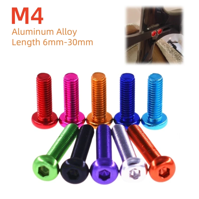 5pcs M4 Aluminum Allen Round Screw Length 6-30mm Colourful Aluminum Alloy Hex Hexagon Socket Button Head Machine Screw Bolt