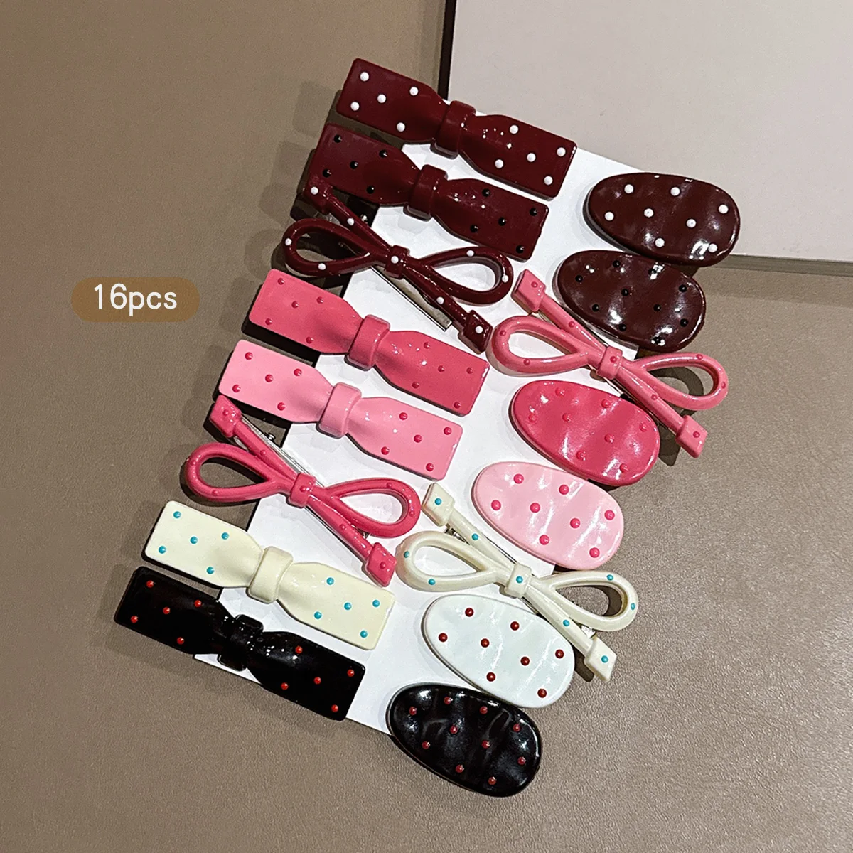 16 Korean colored hair clips with a sweet and stylish style, suitable for daily use as headwear