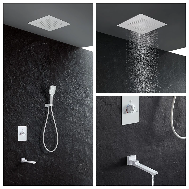 Three-Function Shower Set Ceiling Rain Shower Head,Hot and Cold Concealed Mixer  Suitable for Bathrooms, Hotels and Apartments