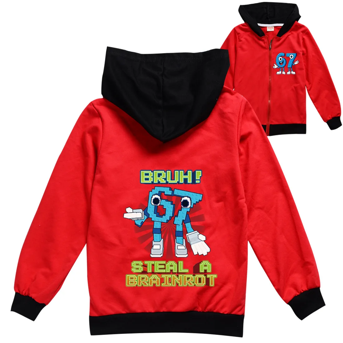 

Steal A Brainrot Esok Sekolah 67 Hoodie Kids Clothes Teen Boys Zipper Jacket Children Pullover Sweatshirt Girls Hoody Coat