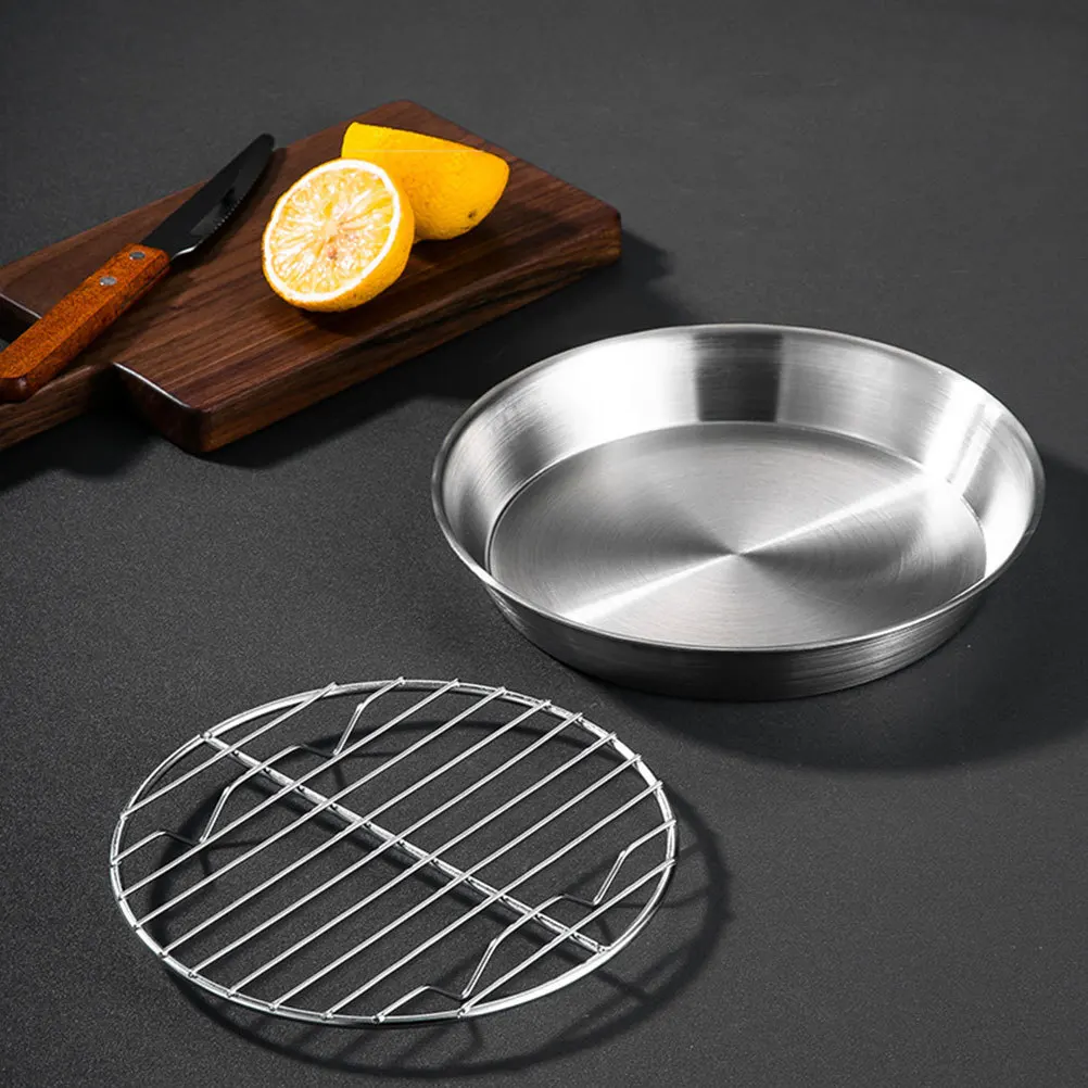 

1 Set Stainless Steel Grill Plate Mesh Rack Baking Tray For Oven Bbq Oil Draining Roasting Pan Restaurant Plate Easy