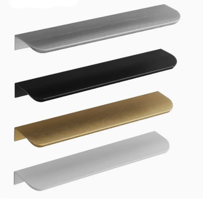 Aluminum Alloy Edge Finger Pull Cupboard Handles Cabinet  Drawer Knobs Pulls  for Closet Door Furniture Hardware