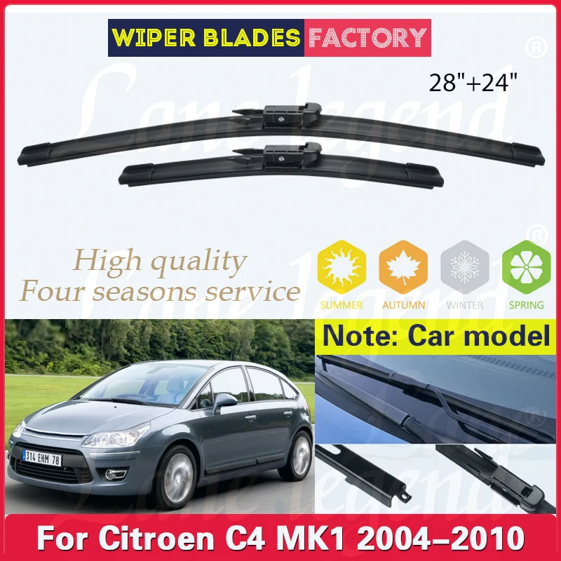 

For Citroen C4 MK1 2004 2005 2006 2007 2008 2009 2010 Car Wiper Blade Front Window Windscreen Windshield Wipers Blades 28"+24"