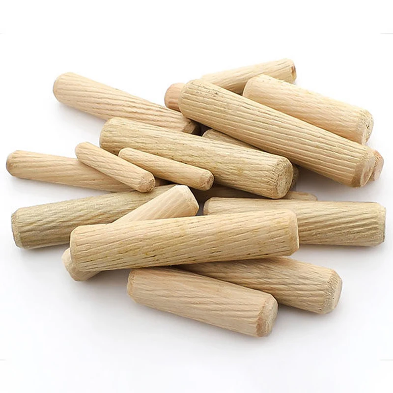 90-200Pcs Bevel Fluted Wood Dowel Pins, Solid Wooden Plugs Tenon Wedges Cabinet Wardrobe Furniture Connecting Fittings