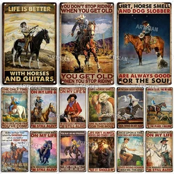 Artisian Ride Horse Metal Plaque Cowgirl Cowboy Tin Sign Horse Racing Country Decorative Plate Wall Decor Garage Bar Pub Club