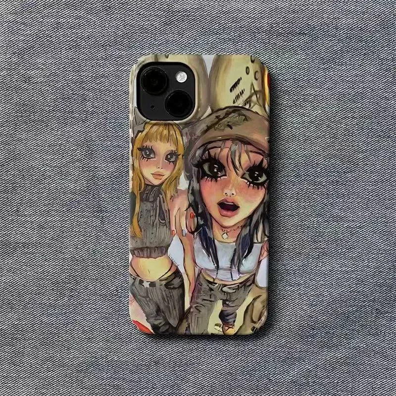 Graffiti Comic Style Girl Creative Fashion For iPhone 16 15 14 13 12 11 Pro XR XS Max 7 8 Plus ShockCoveroof Phone Y2K Cover