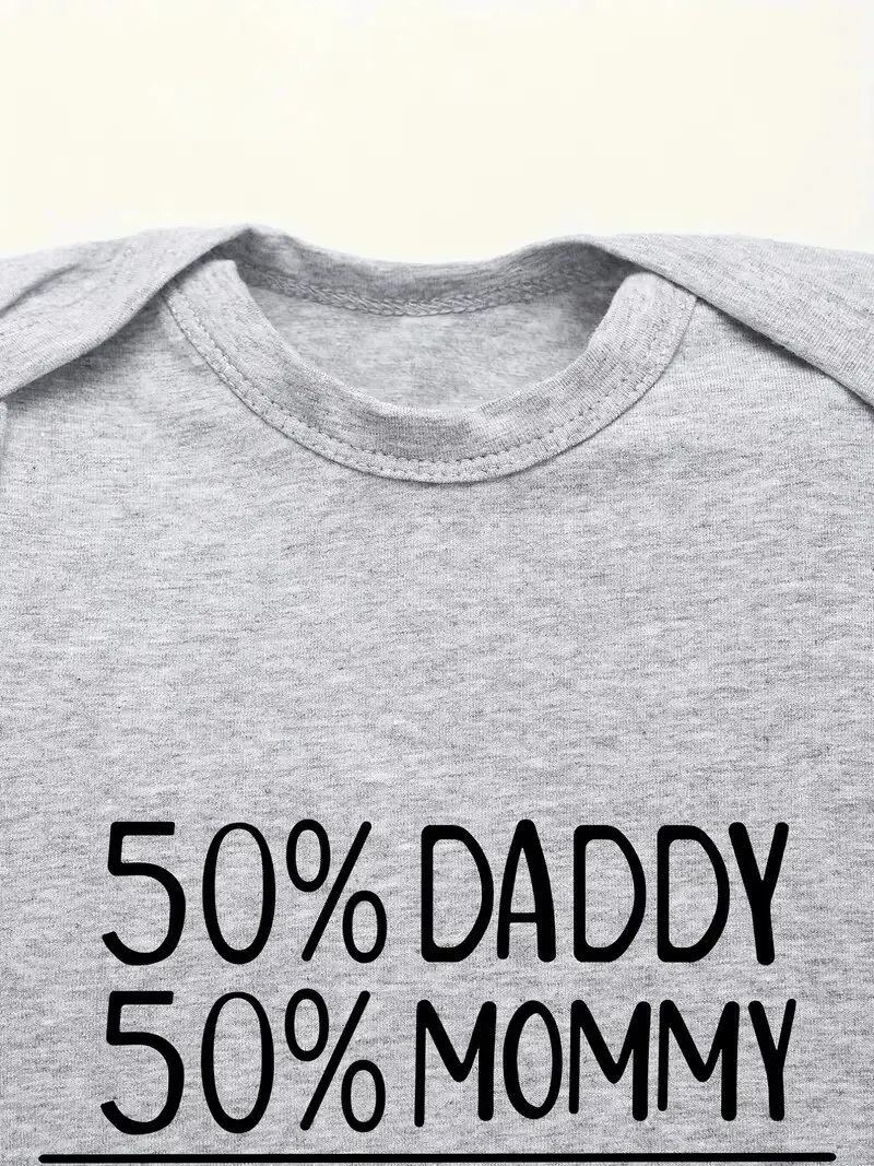 50% DADDY 50% MOMMY 100% PERFECT Letter Print Baby Romper