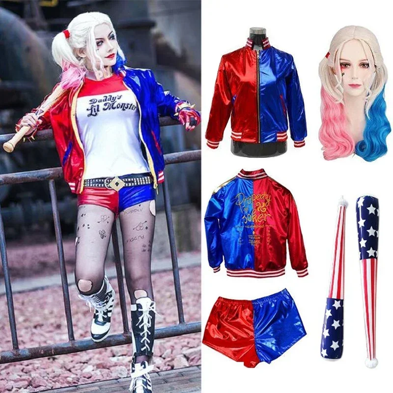 Child Harley Quinn Cosplay Costume Suicide Squad Squad The Clown\'s Girl Harley Quinn T-shirt Jacket Jacket Pants Costume