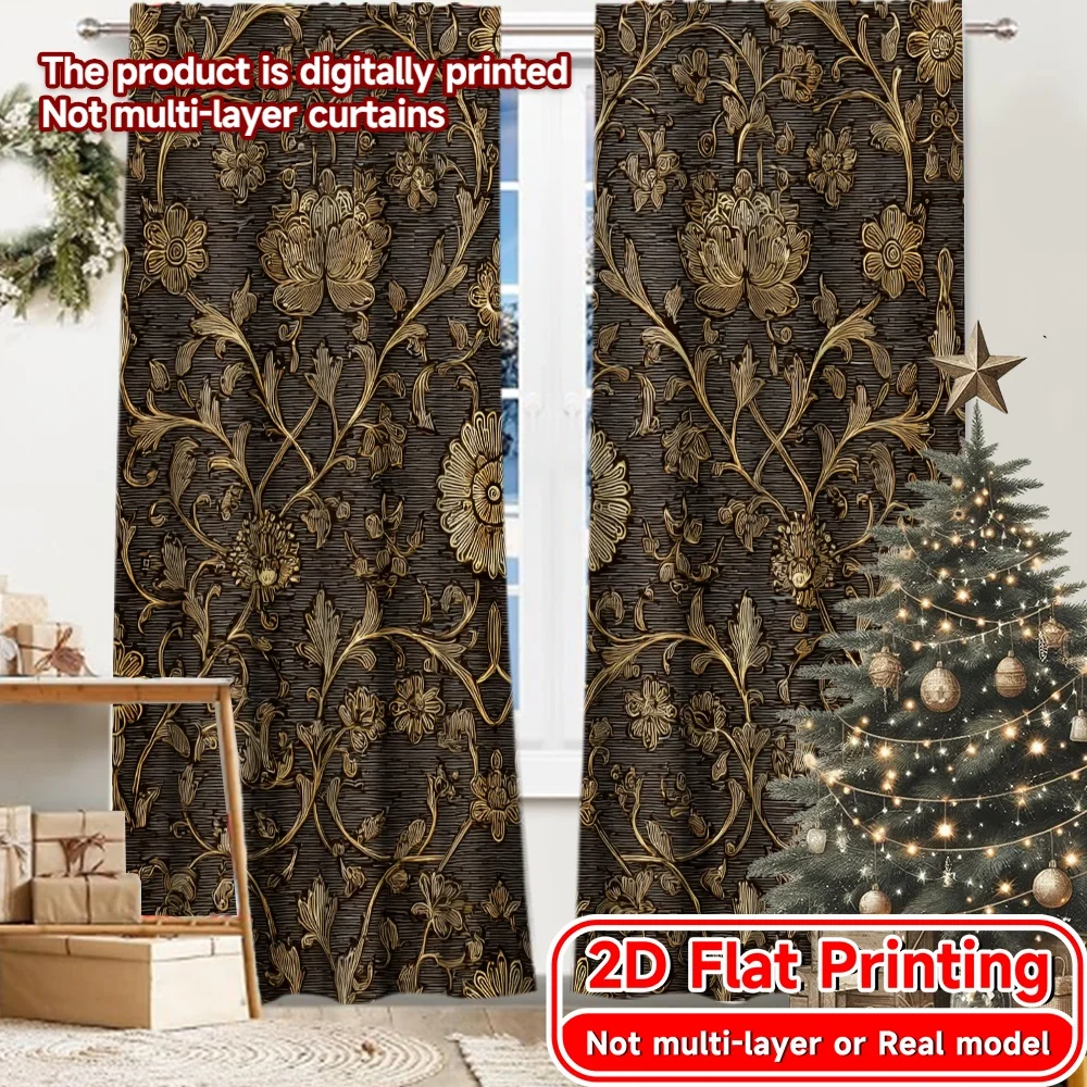 2D Flat Printing,2pcs Medieval Passageway Print Chic Curtains Semi-Sheer Curtains Outdoor Decorations Suitable for Study, Living