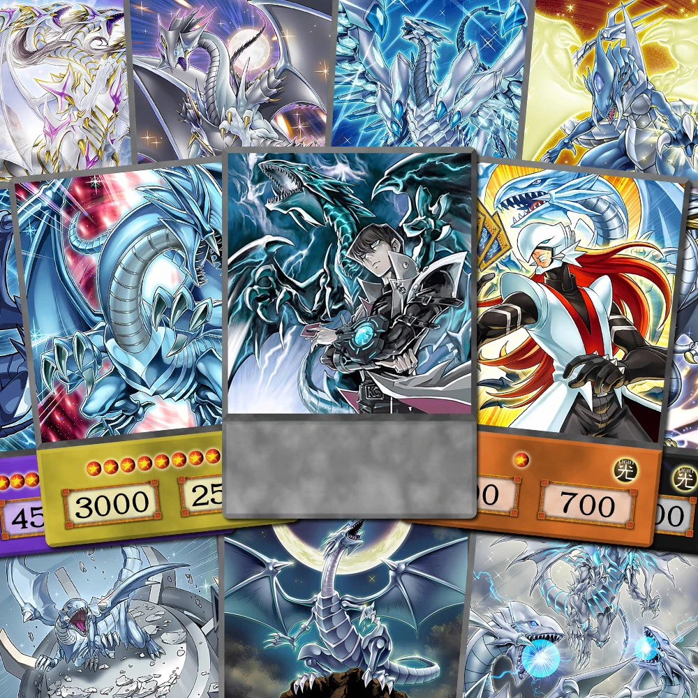 

100pcs/set Blue-Eyes Archetypes Series Card Set White Dragon Related Members YGO Orica Anime Style Paper Cards