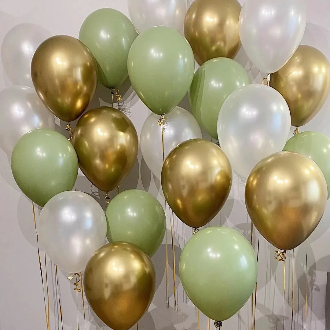 20/40pcs 10inch Avocado Green Skin Color Latex Balloon Vintage Green Platinum Ball Baby Shower Wedding Jungle Birthday Decoratio