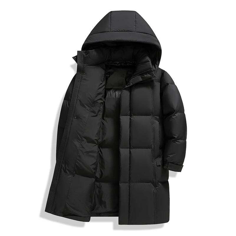 High Quality Winter Warm Men's Long-Length 90% Duck Down Jackets Outwear Casual Solid Color Windproof Thick Puffer Coat Clothing