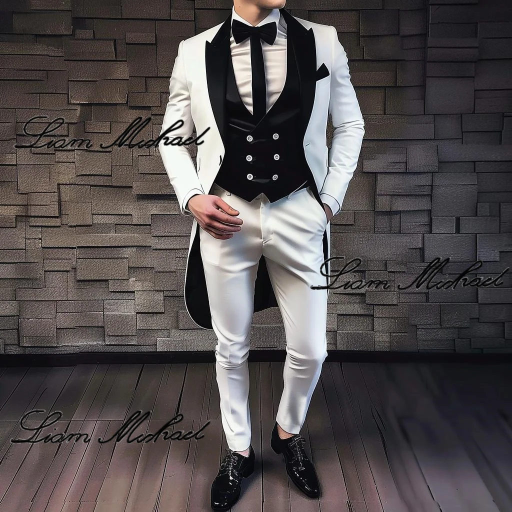 

Fashionable Men's Tuxedo 3-piece Set Wedding Groom Customized Outfit Elegant Men's Suit Party Dress