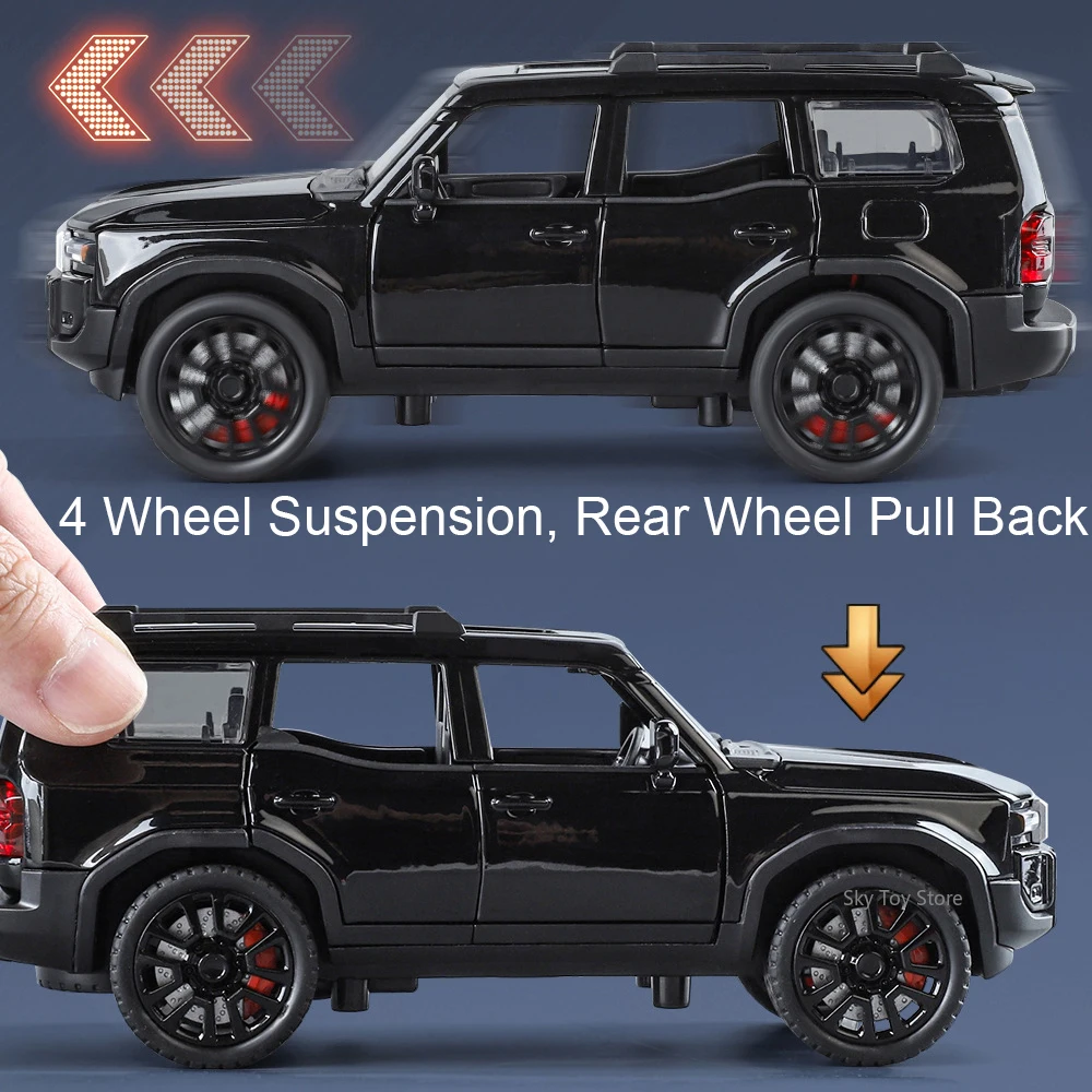 1:32 プラド クラウン ダイキャスト合金製モデルカー おもちゃ ライトミュージック プルバック式 装飾モデル 6ドア開閉可能 車  彼氏へのプレゼント