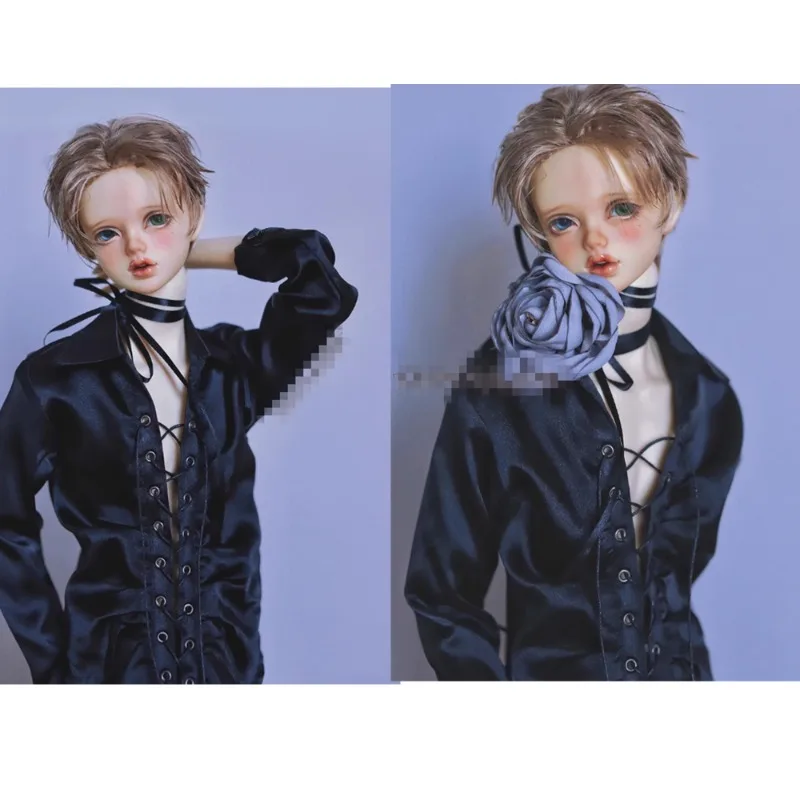 BJD Doll Black Silk Tie rivettata Hole Shirt Top con Retro Lazy Style 1/4 1/3 Uncle Doll Clothes CMB330