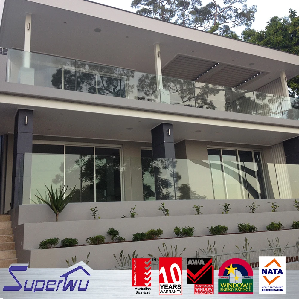 التخصيص الحديثة U قناة الزجاج درابزين السلامة الزجاجية الدرابزين شرفة الدرابزين للفيلا الكبيرة