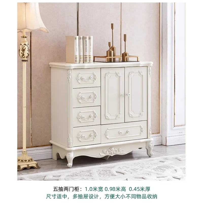 خزانة ذات أدراج على الطراز الأوروبي، خزانة غرفة نوم رئيسية، درج من الخشب الصلب، خزانة تخزين لغرفة المعيشة، خزانة بجانب السرير الفرنسية #5